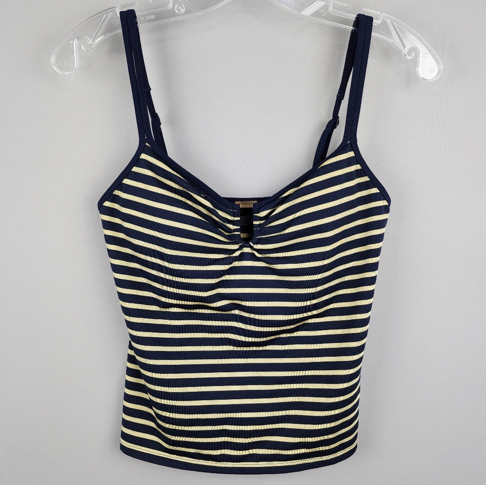Nautica Takini Swim Top Blue And Yellow Striped Sz 8
